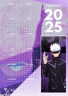 Posternet Anime Gojo themed Wall Hanging Calender 2025, 12inch x 18inch (Jujutsu Kaisen) 2025 Wall Calendar