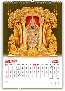 Zoozoartz New Year Hindu God Perumal Wall Calendar 2025 Wall Calendar