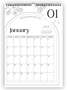Leonius Minimalist Design with Large Writing Space 2025 Wall Calendar