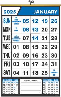 ESCAPER Easy to Hang 2025 Calendar – Indian Holiday List, Bold Dates, Wall Use 2025 Wall Calendar