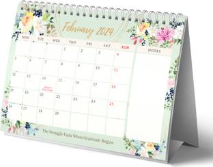 Lauret Blanc A5 Desk Calendar 2024- Monthly Grid View, Home and Office Table Calendar 2024 Table Calendar
