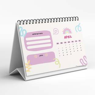 PurpleBees Crayon Rainbow Desk Calendar with Important Dates & Notes Section 2025 Table Calendar