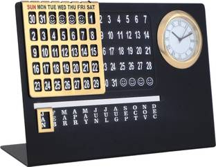 ZAHEPA Perpetual Calendar with Clock & Month Display, Lifetime Metal Table Calendar