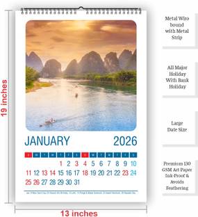 Pixel Cool Naturral Scenary 2026 Wall Calendar