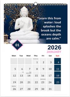 Avni Prints Lord Buddha 2025 Wall Hanging Calendar and Planner 2025 Wall Calendar