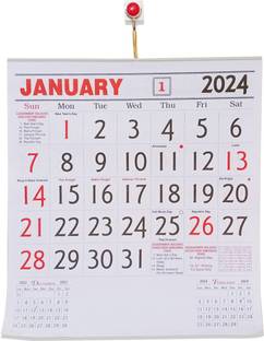 Zoozoartz 2024 Wall Calendar | 2024 calendar wall hanging | 70 GSM | 36cm x 38cm In (Z44) 2024 Wall Calendar