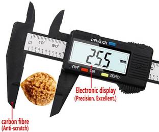 uptodateprouducts Electronic Digital Ruler Measuring tool Gauge Depth Meter Carbon Fiber High-Strength Plastic 0-100mm 0-150mm Caliper 6 pollici LCD Digital Caliper