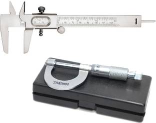 THE LABWORLD Vernier caliper 0-125MM + Micrometer 0-25MM Combo Pack slide caliper 15 cm for measurement of round objects and depth. Vernier Caliper