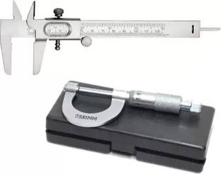 RELIBBA 2pc Combo Micrometer Gauge Vernier Caliper Ruler Scale SS Body Vernier caliper 12.5 cm+screw gauge Combo pack of Vernier caliper micrometer Vernier Caliper