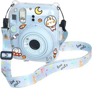 Zikkon Instax Mini 12 Pastelblue Hard Carrying Protective Case with Shoulder Straps and Stickers set  Camera Bag