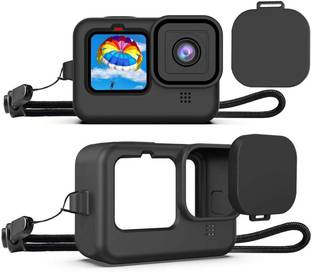 TECHYSPOT GoPro Hero 12 Silicone Rubber Protective Case Cover with Lanyard and Lens Cap  Camera Bag
