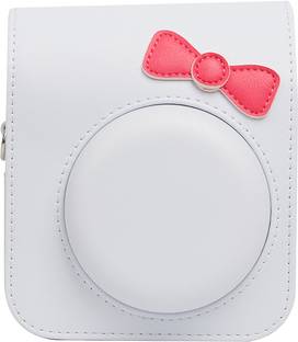 Zikkon Instax Mini 12 White Bowknot Protective Camera Case PU Leather Carrying  Camera Bag