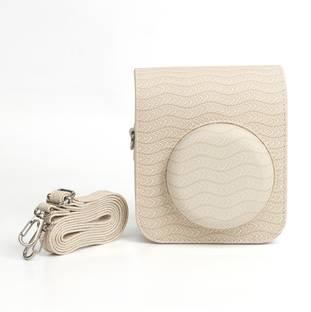 Zikkon Instax Mini 12 Beige Wave Protective Embossed PU Leather Carrying  Camera Bag