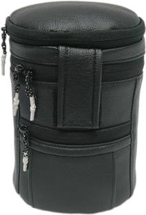 Four Eff BLACK, LEATHER LENS BAG (7x5x5 Inch)  Camera Bag