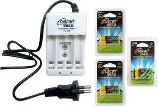 Tuscan Gold TG002 BATTERY CHARGER & (4PCS) AAA1100 BATTERIES & (1PC) 9V 250mAh RECHARGEABLE BATTERY , COMBO PACK  Camera Battery Charger
