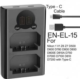 Lamkoti EN-EL-15 dual fast camera battery charger with type 'c' cable for nikon battery  Camera Batter...
