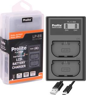 Prolite Dual LCD Charger for Canon LP-E6 / LP-E6N / LP-E6NH Camera Li-ion Batteries |  Camera Battery Charger