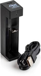 TUSCan Smart Battery Charger for 18650 / 18490 / 18350 / 17670 / 17500 / 16340 / 14500 / 10400 (RCR 123) Batteries (Single slot) Camera Battery Charger