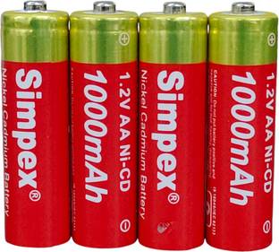 Simpex 1000mAh NI-CD Rechargeable Battery with Low Self Discharge (PACK OF 4)  Camera Battery Charger