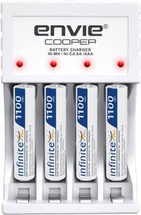 Envie Fast Charger ECR 20MC with AAA Rechargeable Batteries | For AA & AAA Ni-Cd & Ni-mh Rechargeable Batteries With LED Indicator | Compatible with Power Banks Travel Adapter  Camera Battery Charger