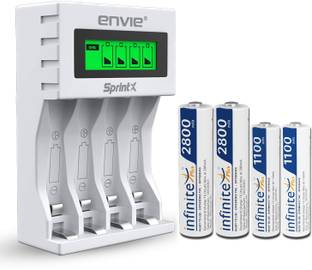 Envie Ultra Fast Charger ECR 11 MC For AA & AAA Ni-mh Rechargeable Batteries With 2xAA2800 & 2AAA1100 Rechargeable Batteries | With Over Charge Protection (ECR 11MC+2800+1100)  Camera Battery Charger