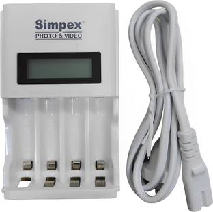 Simpex 333 Pro Fast Charger for AA/AAA Rechargeable Batteries with LCD Display  Camera Battery Charger