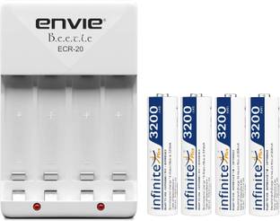 Envie 3200mAh AA 4 Pcs Ni-MH Rechargeable Battery With Ecr20 Charger  Camera Battery Charger