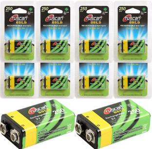 TUSCan Gold (10 pcs) Rechargeable 9V Lithium Ion 250mAh  Camera Battery Charger