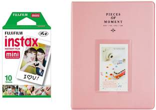 FUJIFILM Instax Mini 10X1 Sheets Instant Film with 128-sheet Pinkalbum for mini Film Roll