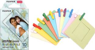 FUJIFILM Instax Mini Blue Marble Film 10x1 With Simple Hanging Paper Bunting Film Roll