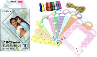 FUJIFILM Instax Mini Blue Marble 10x1 Film With Rabbit Design Hanging Paper Bunting Film Roll