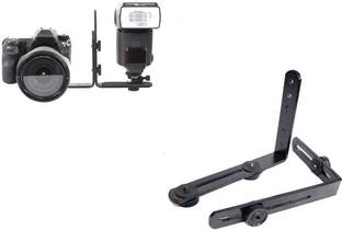 SHOPEE Dual L Shape Camera Flash Bracket Dual L Shape Camera Flash Bracket, Metal Aluminum Alloy, 1/4" Universal Thread Custom Flash Bracket