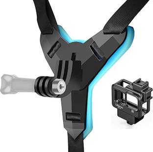Hiffin Helmet Chin Strap Mount Housing Cage for Go pro 9, Ulazi G9-4 Cold Shoe Mount Compatible with T...