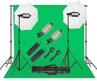 VTS Porta 3 LED (2X150w) Light Kit-2 (Green,Stand & Umbrella) Low Power Consuming. 1000 lx Camera LED Light