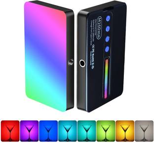 BROLAVIYA LED Color RGB Light, 1800mAh Rechargeable, Dimmable, 3 Cold Shoe, 1/4 Screw Hole 1250 lx Camera LED Light