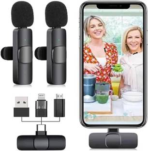 WIRKLICH K9 Wireless Clip-On Microphone for iOS, Android & Camera – Noise Cancelling Camera Microphone