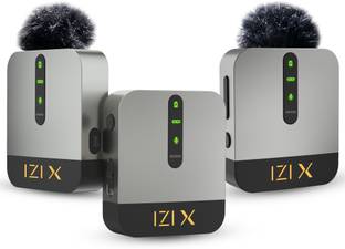 IZI Dual Channel Wireless Microphone, 360° Omnidirectional, 16Hr Playback, ANC Camera Microphone