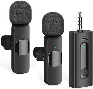 RelElseTech K35 /K9 Wireless Dual Mic Set with AUX for DSLR, Interviews, YouTube, Vlogging Camera Microphone