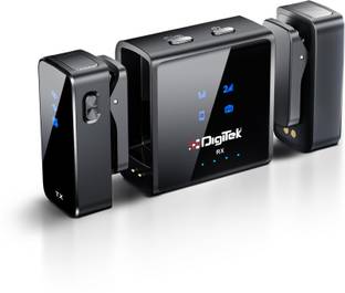 DIGITEK DWM-117 2-in-1 Wireless Mic with 70m Range & 6Hr Use for Smartphones & DSLR Camera Microphone
