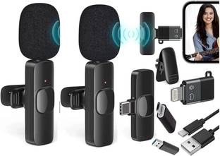 BfsTeckt K9 Dual Wireless for YouTube, Vlogging, Recording for Android & iPhone Camera Microphone