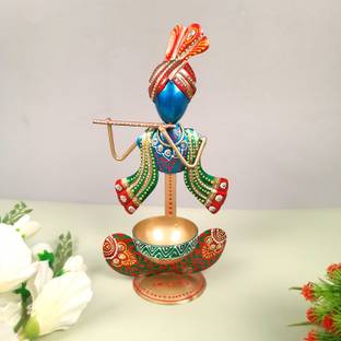 Apkamart Tea Light Candle Holder - Krishna Design - For Home Decor Iron 1 - Cup Tealight Holder