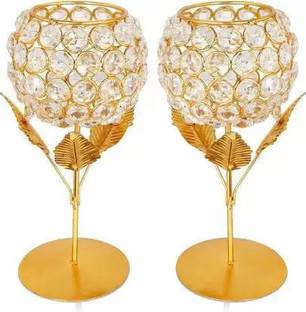 jn crafts Candle Holder Gift Boxes candle stand gift items for wedding Iron, Gold Plated Candle Holder Set