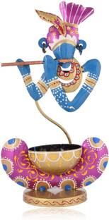द कुटीर Metal Murli Krishna Tea light Candle Holder for Living Room Decorative Showpiece स्टील 1 - कप टीलाइट होल्डर