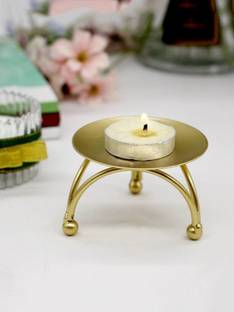 bhhandicrafts Gold Iron Plate Tealight Candle Holder Stands Diwali Candle Decoration Item Gift Iron, Gold Plated 1 - Cup Tealight Holder
