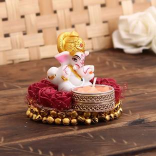 फ्लिपकार्ट स्मार्टबुय Lord Ganesha Idol on Decorative Plate with Tea Light Holder एल्युमीनियम 1 - कप टीलाइट होल्डर