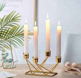 everything export Everything Exports, Metal 4 Candlestick Desktop Pillar Candle Holder Gold Plated, Iron 4 - Cup Candle Holder