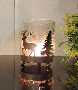 amishi blissful decor Christmas Metal Tealight Candle Holders with Large Glass Votive Cutout Designs Iron Candle Holder