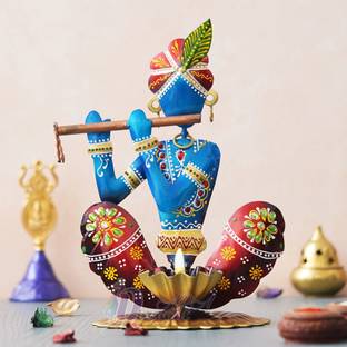Dartistry Krishna Tealight Holder / House Warming Gifts /Home Decor Items / Diwali Gifts Iron 1 - Cup Tealight Holder