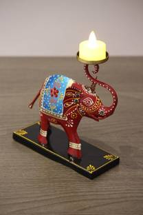 Mehra Industries Metal Elephant Tealight Stand - Perfect for Pooja Room and Table Decor Brass 1 - Cup Tealight Holder