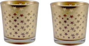 dauji enterprises Starry Night Aroma Candle Set – Decorative Scented Tealight Holders for Home Glass 2 - Cup Candle Holder Set
